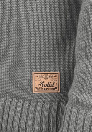 Чоловічий в'язаний кардиган Solid SDPoul з коміром-стійкою, груба в'язка, бавовняна суміш, Regular fit, сірий меланж, розмір L