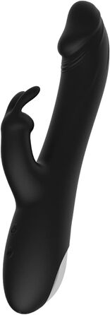 Масажер силіконовий вібраційний для жінок JFRong, 10 режимів, 3 функції імпульсу, анальний вібратор, Rabbit Dildo (Чорний)