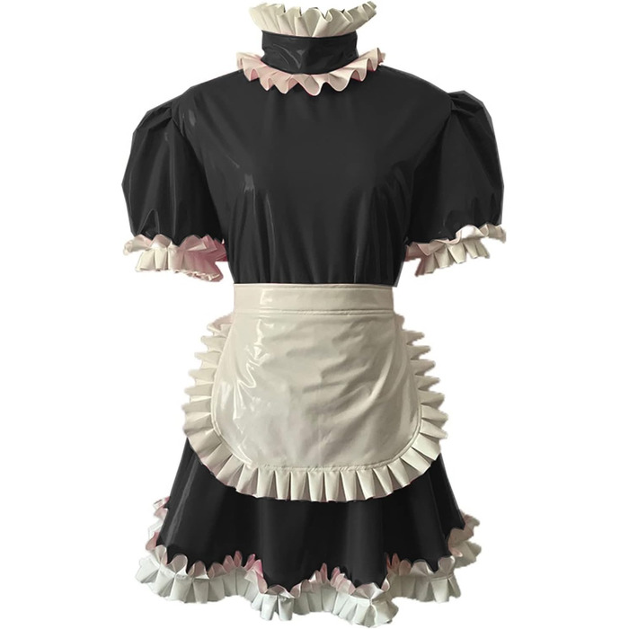 Міні-сукня в стилі готичної лоліти з ПВХ, з шортами та поясом, чорна, 3XL