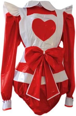 Костюм для косплею YGZHANYUANOKU з довгим рукавом, з відкладним коміром та фартухом, велика бант, спандекс, PVC-шкіра, червоний, 3XL