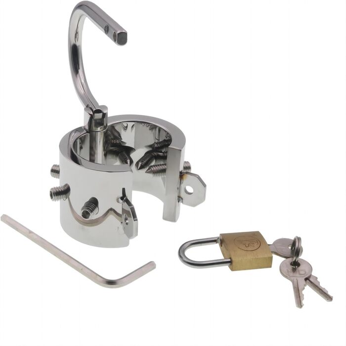 Металевий кільце для пеніса з високою продуктивністю, кавальце для яєчок з нержавіючої сталі з 6 гвинтами та 3 ключами, SM-обмеження, сексуальна іграшка для дорослих, чоловіче тренування на обмеження (кільце + 3 кульки)