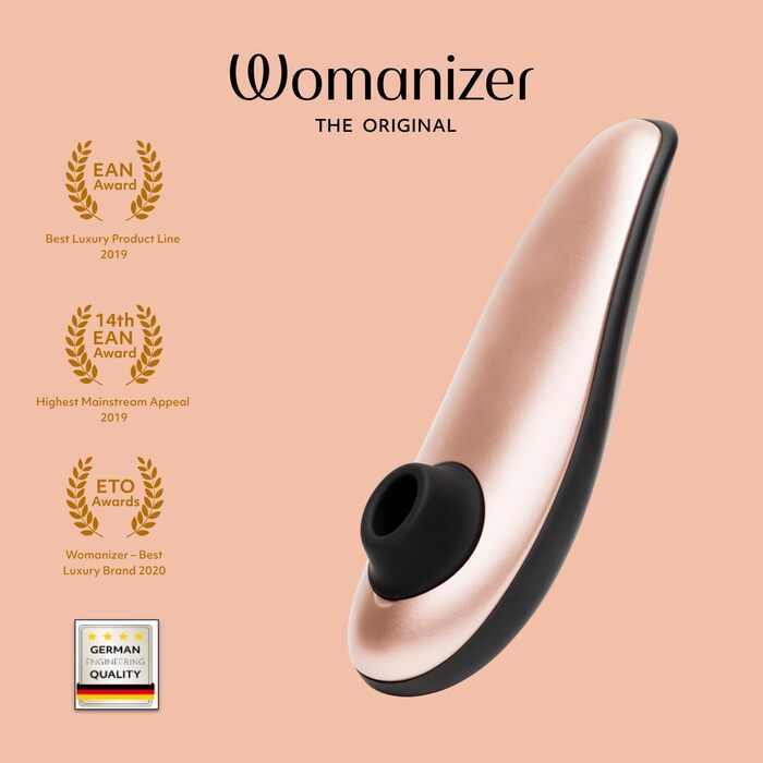 Womanizer Classic: Вібратор для клітора з 8 рівнями інтенсивності, водонепроникний, червоно-золотий