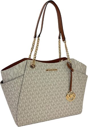 Жіноча сумка-шопер Michael Kors Jet Set Large Tote з кнопним кишенею, колір Vanille