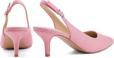 Жіночі туфлі-човники Greatonu з гострим носком на низьких підборах (kitten heel) та відкритою п'яткою, рожеві, розмір 40 EU