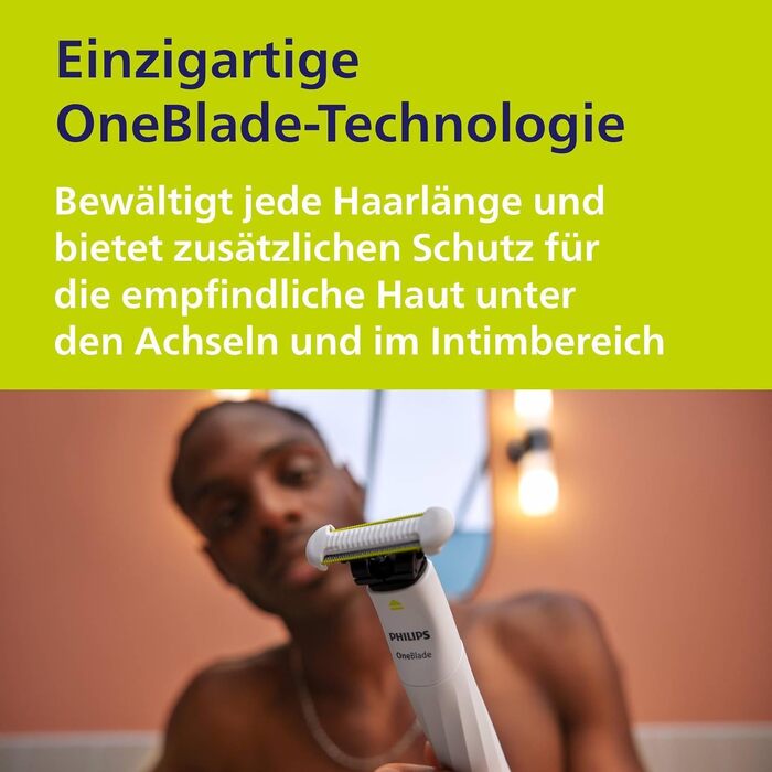 Тример для інтимних зон Philips OneBlade Intimate QP1924/30 для гоління та стрижки з захистом шкіри, 2 змінні леза