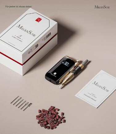 Професійний начіпний апарат для манікюру MelodySusie MB450C: безщіточний мотор, 40 000 об/хв, акумуляторний, з LCD-дисплеєм для нарощування та зняття гель-лаку (чорний)