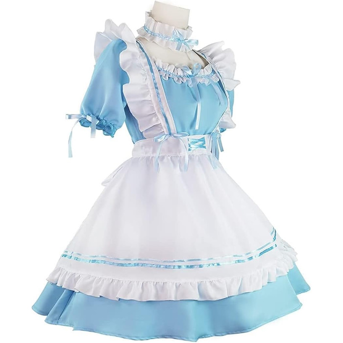 Костюм горничної в стилі аніме: костюм горничної, косплей, костюм на Хелловін, блакитний колір, розмір L