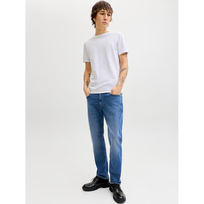 Чоловічі джинси Jack & Jones JJIClark Basic Straight синього кольору, прямий крій, Blue Denim (32W / 32L)