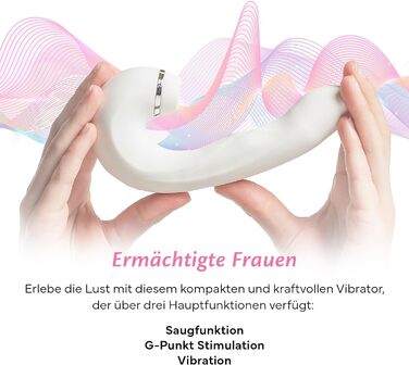 Вібратор для жінок Fae Vibration 3в1 - стимулятор G-точки та клітора з функцією масажу, вакуумної стимуляції та вібрації. Перезаряджуваний силіконовий секс-іграшка, Thrive, Whisper White