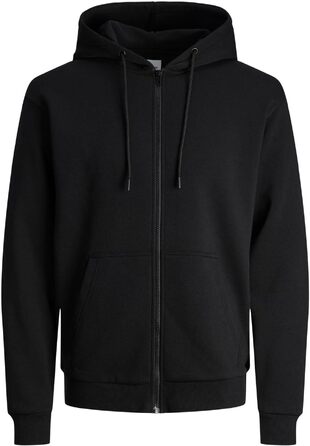 Чоловіча худі на блискавці JACK & JONES одноколірна чорна, розмір XL