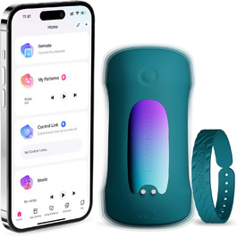 LOVENSE Gush 2 - Автоматичний чоловічий вібратор з пульсацією, керування через додаток, регульовані ремінці, для тренування витривалості