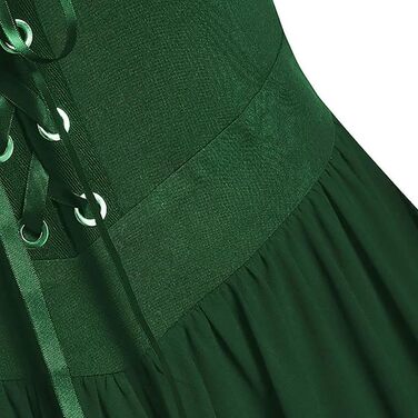 CHARMMA Готичне вечірнє плаття на Хелловін для жінок, великі розміри, A-силует, шнурівка, максі з рукавами-крильцями, вінтажне плаття відьми, косплей, клуб, вечірня сукня (лісовий зелений, XL)