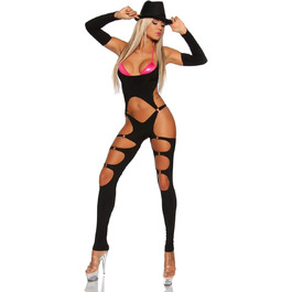 Чорний жіночий боді-комбінезон Saresia з рукавчиками, тягнеться, непрозорий, еротичний, універсальний розмір