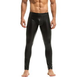 Чоловічі шкіряні лосини Bodywear4you, чорний матовий кожзам, облягаючі штани Meggings, ефект мокрого блиску, фальшива шкіра, S