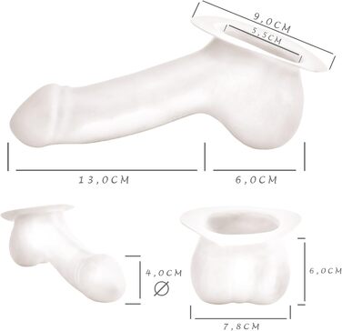 TOYLIE Latex Пеніс-чохол, 13 см, неоновий оранжевий, з платформою для кріплення до латексного одягу. Чохол для пеніса з мішком та виразною головкою, виготовлено в Німеччині.