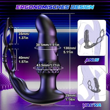 Анальний вібратор для чоловіків з пультом керування та кільцями для пеніса - 7 режимів вібрації, 3 насадки