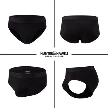 Боксерки чоловічі Hunter & Hawks, 4 шт. в упаковці, розмір S-6XL, м'які, антибактеріальні, дихаючі, чорні