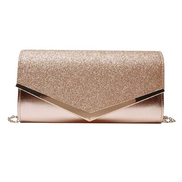 Жіночий вечірній клатч Milya з блискітками та стразами, сумка на ланцюжку для весіль та вечірок, колір C-rosegold