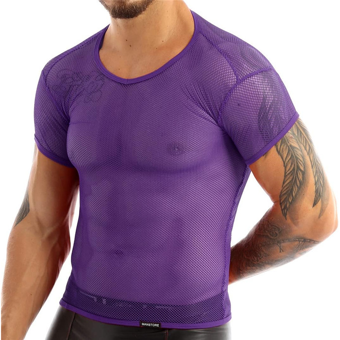 Чоловіча футболка з сітки для клубу, мереживна, прозора, дихаюча. Стильна футболка для танців, біла.