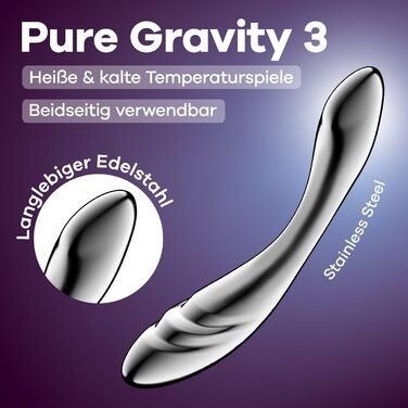 Satisfyer Pure Gravity 3 - сталевий дildo з великими рифленнями для жіночих задоволень | Інтимна іграшка для дорослих