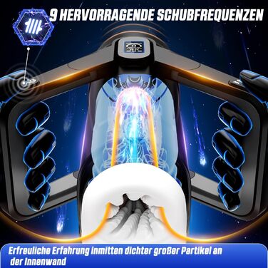 Інтимна іграшка для чоловіків Eanatoys з 9 вібраціями, телескопічною функцією, 3D-реалістичною вагіною та LCD-дисплеєм. Чорний колір