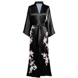 Жіночий халат-кімоно BABEYOND з квітковим принтом, чорний, універсальний розмір
