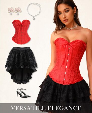 Корсет Vrapo для жінок - бюст-корсет, шнурівка, талія, спідня білизна, червоний, XS