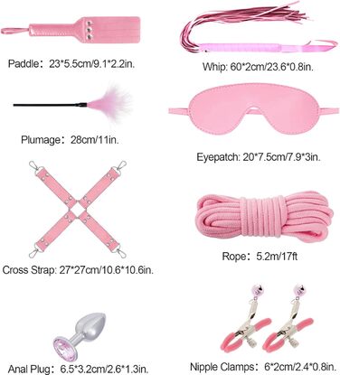 Набір для БДСМ-фетишу: мотузки, наручники, петиш, іграшки для дорослих (рожевий)