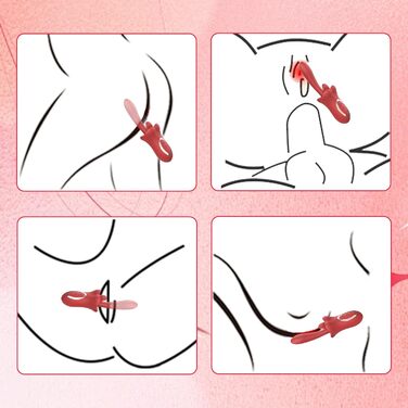 Вібратор жіночий кліторальний та точковий G-Spot Dildo з язичковим стимулятором – 10 режимів вібрації, силікон, червоний