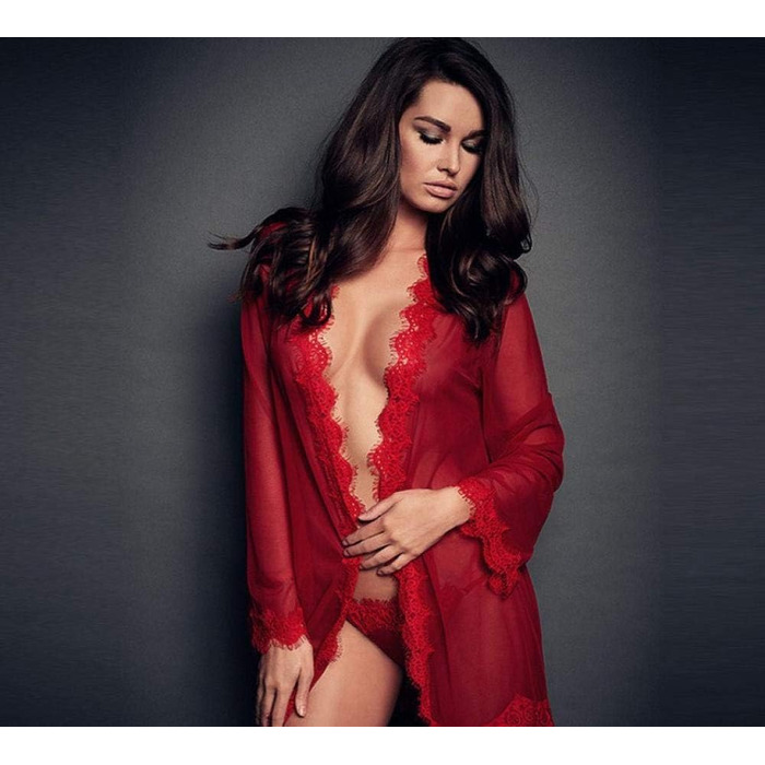 Сукня-кімоно жіноча, червоне вино, XL. Сексуальна білизна з мереживом, піжама, боді, прозорий дизайн.