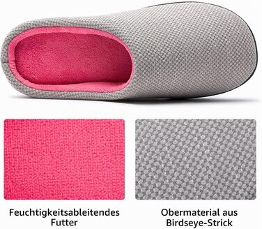 Жіночі домашні капці RockDove з ефектом пам'яті (Memory Foam), в'язка Birdseye, сіро-рожеві, розмір 40/41 EU