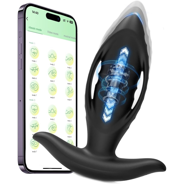 Вібратор для анального секса ZWFUN з 12 вібраціями, стимуляція простати, для чоловіків та жінок. APP-керування, 3 режими, масажний анальний плагін