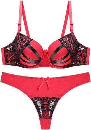 Сексуальна жіноча білизна: комплект з мереживом, V-подібний виріз, push-up, бежевий, Китай, розмір 42