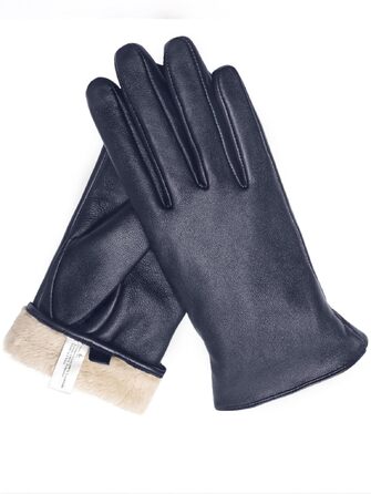 Жіночі зимові шкіряні рукавички Knuffnee, теплі утеплені рукавички для водіння (S, темно-сині)