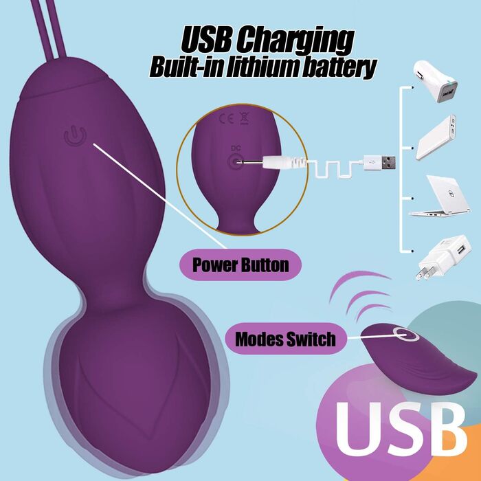 Тренувальні кулі для дна тазу, тренажер для дна тазу для жінок, силіконові кулі для контролю сечовипускання та вправ для дна тазу (фіолетовий)