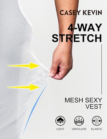 Чоловіча сітчаста майка Casey Kevin Herren Netz Tank Tops, прозора сорочка з круглою горловиною, Cubwear (M, білий)