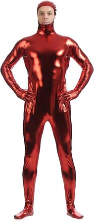 Сексуальний латексний catsuit з відкритим обличчям, червоний (3XL) для вечірок, Halloween та сцени