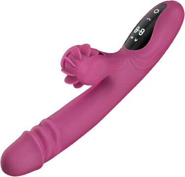 Вібратор для жінок з 9 функціями, нагрівання, силікон, дільдо, масажний стрижень. Для жінок та пар (фіолетовий)