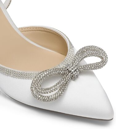 Жіночі туфлі Dream Pairs на низьких підборах (kitten heels) з декором у вигляді стразового банта, білі, розмір 43 EU