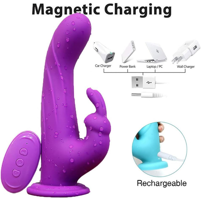 Вібратор для жінок NAIXBTY Rabbit з двома моторами, для стимуляції G-точки, силікон, водонепроникний, тихий, блакитний