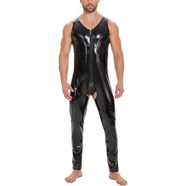 Чоловічий латексний комбінезон з відкритим промером SDGHH-8MMDM, 5XL, чорний