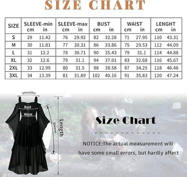 Костюм Ренесанс для жінок: середньовічне плаття з рукавами-трубами, готичне максі, для карнавалу, Хелловіну, вечірки, чорний