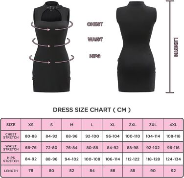 Чорне міні-плаття LittleForBig з бавовни без рукавів у стилі кібер-гот з коміром, 3XL