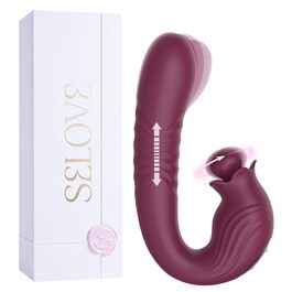 Вібратор кролик Selove з обертовою головкою для клітора – 5-в-1, фіолетовий