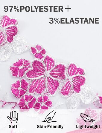 AEAU Комплект жіночої білизни: мереживний бюстгальтер та танга, прозорий, push-up, мереживний, квітковий, бралетта, S-XL (Рожевий, XL)