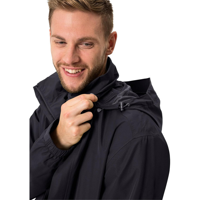 Чоловіча вітро- та водонепроникна куртка VAUDE Escape Light Jacket, дихаюча легка куртка для дощу, чорна, розмір 4XL