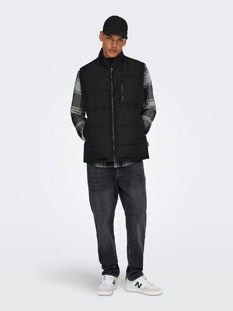 Чоловічий стібаний жилет Only & Sons Onsjake Quilted Vest, чорний, розмір S