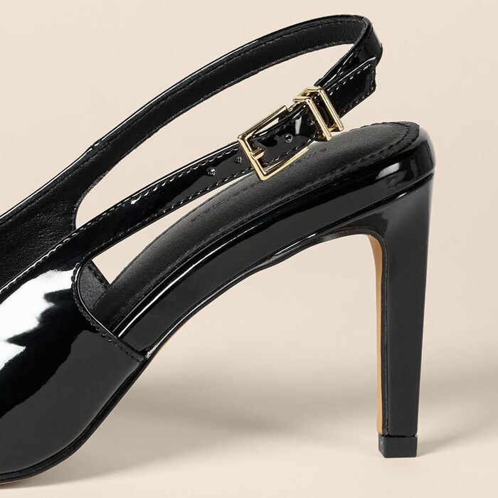 Жіночі туфлі-слінгбеки Amazon Essentials на низьких підборах (kitten heels), 39 EU, чорний лакована шкіра