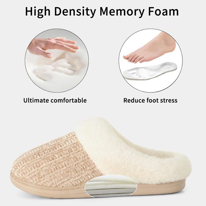 Жіночі зимові капці Evshine з плюшу та ефектом пам'яті Memory Foam, колір хакі, розмір 38/39 EU