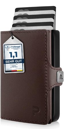 Шкіряний мінімалістичний гаманець KLIK Slim з монетницею та RFID захистом для чоловіків, темно-коричневий, на 10-12 карток